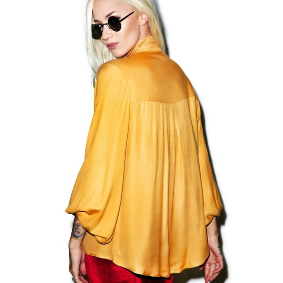 SUGARHIGH LOVEDSTONED Mustard Yellow Cher Blouse - Picture 2 of 6